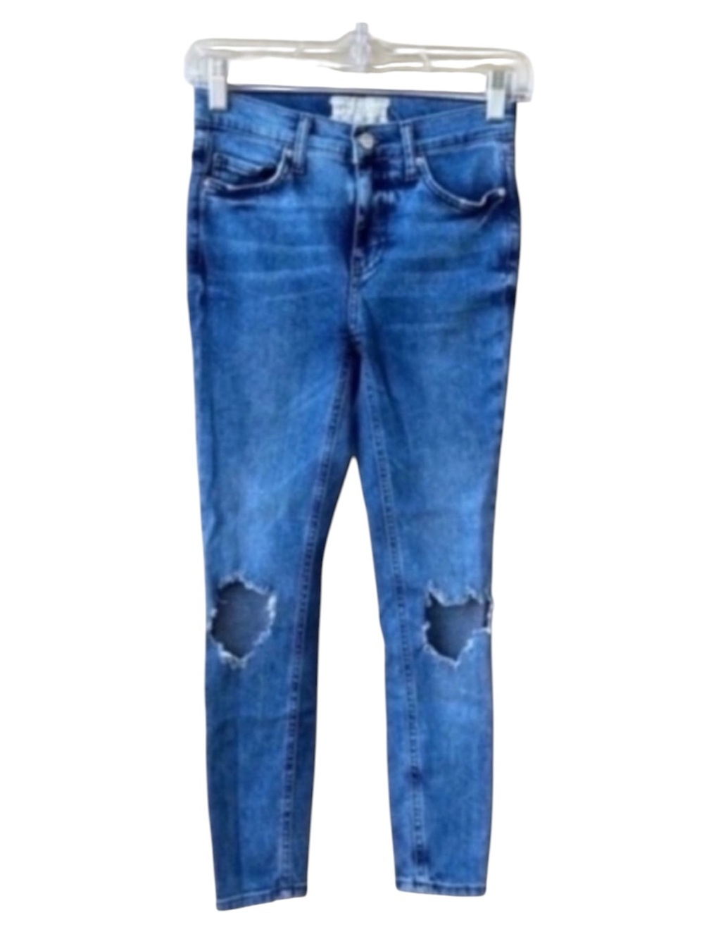 Free People Women’s Classic Blue Ripped Skinny Jeans Size 25 Short